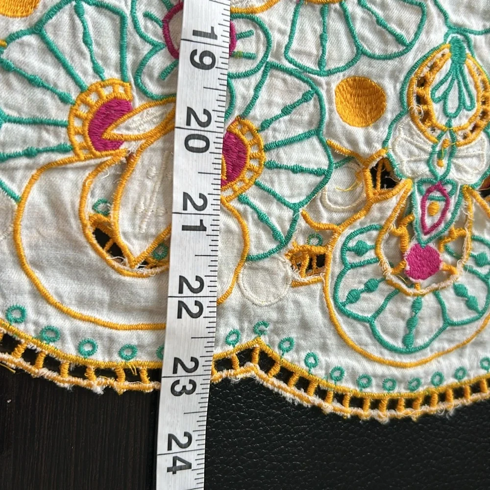 Anthropologie White Embroidered Tunic with Teal & Yellow Accents - Picture 15 of 15